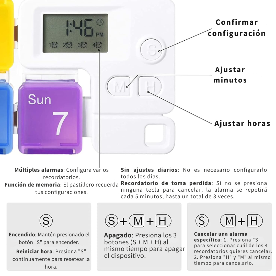 Organizador de Pastillas con Alarma